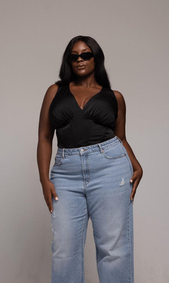 Briana Corset Top, Black / Black, alternate image number 2