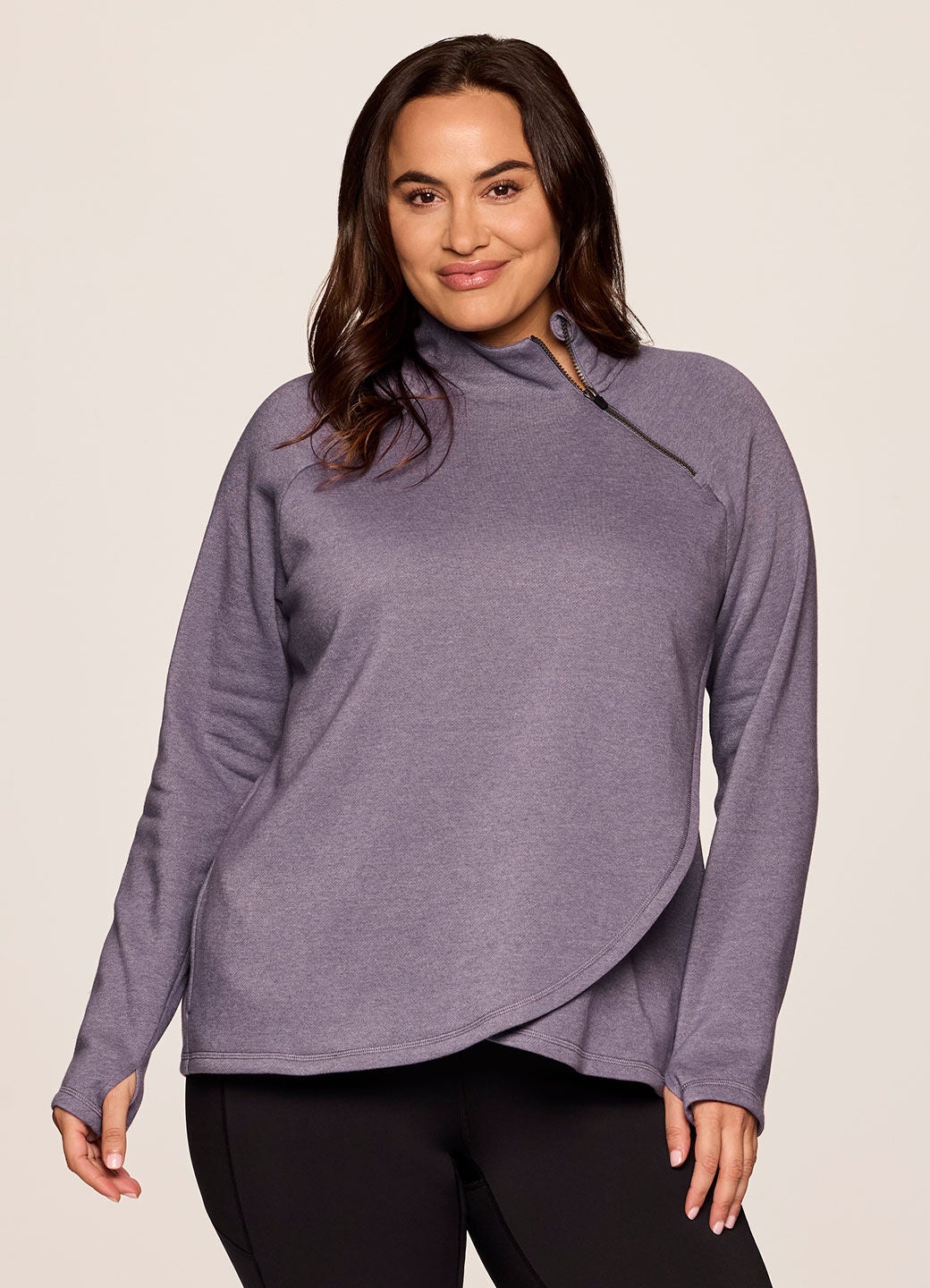 Prime Ready To Roll Fleece Zip Mock Neck Pullover, Grape / Lilac, hi-res image number 0