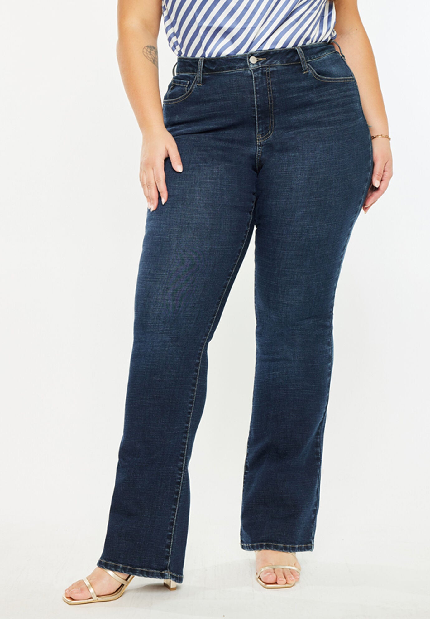 Avery Essentials High Rise Bootcut Jeans (Plus Size), Dark Wash / Dark Wash, alternate image number 1