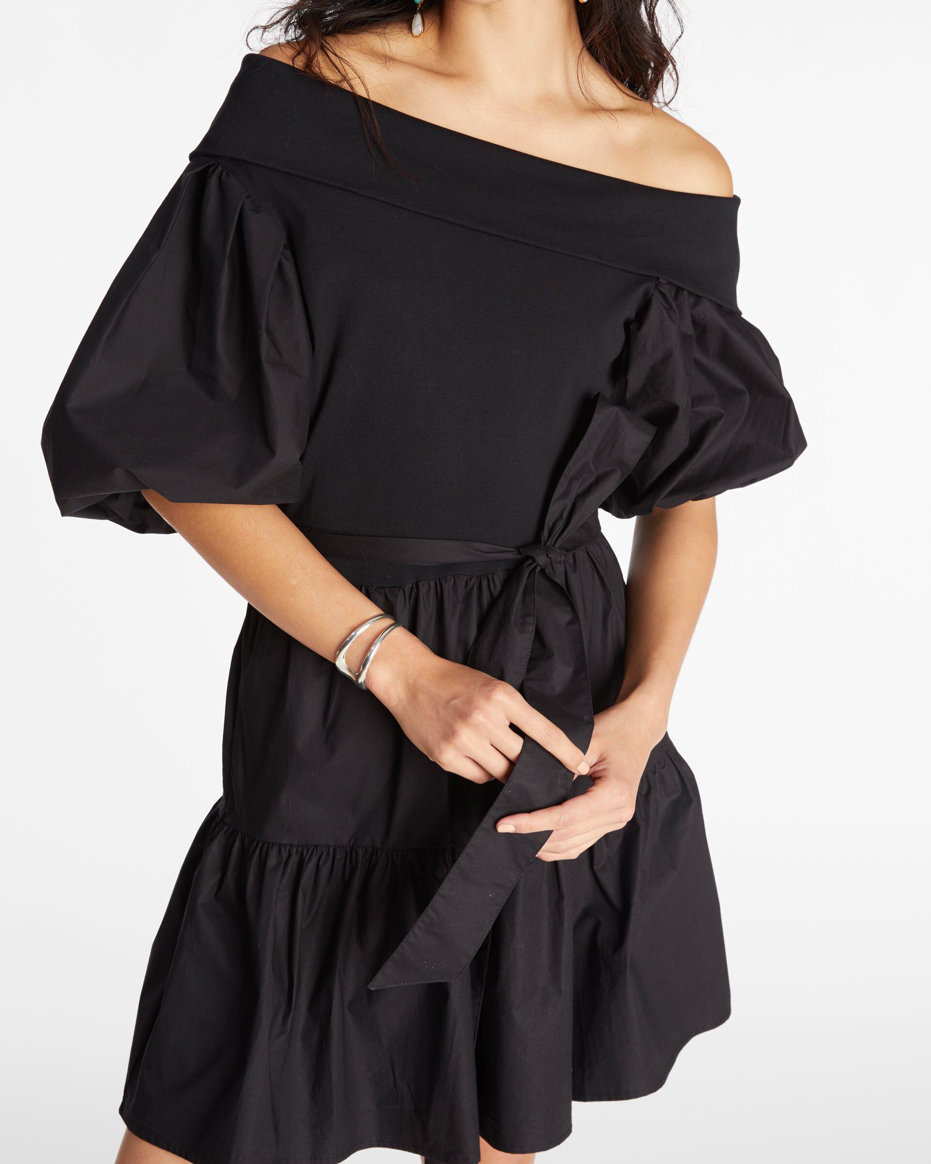 Short Georgia Dress, Black / Black, hi-res image number 0