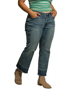 Mary Plus Size High-Rise Cropped Wide Leg Jeans Released Hem