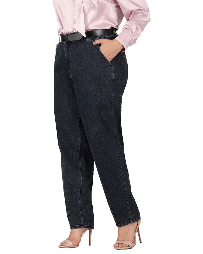 Zuma Women's Plus Size Tapered Trouser Pants, BLACKSTONE / Dark Wash, alternate image number 3