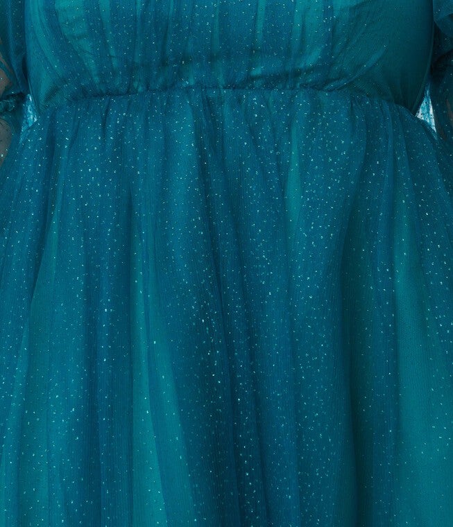 Smak Parlour Teal Glitter Love Interest Babydoll Dress, TealGlitter / Teal, alternate image number 1