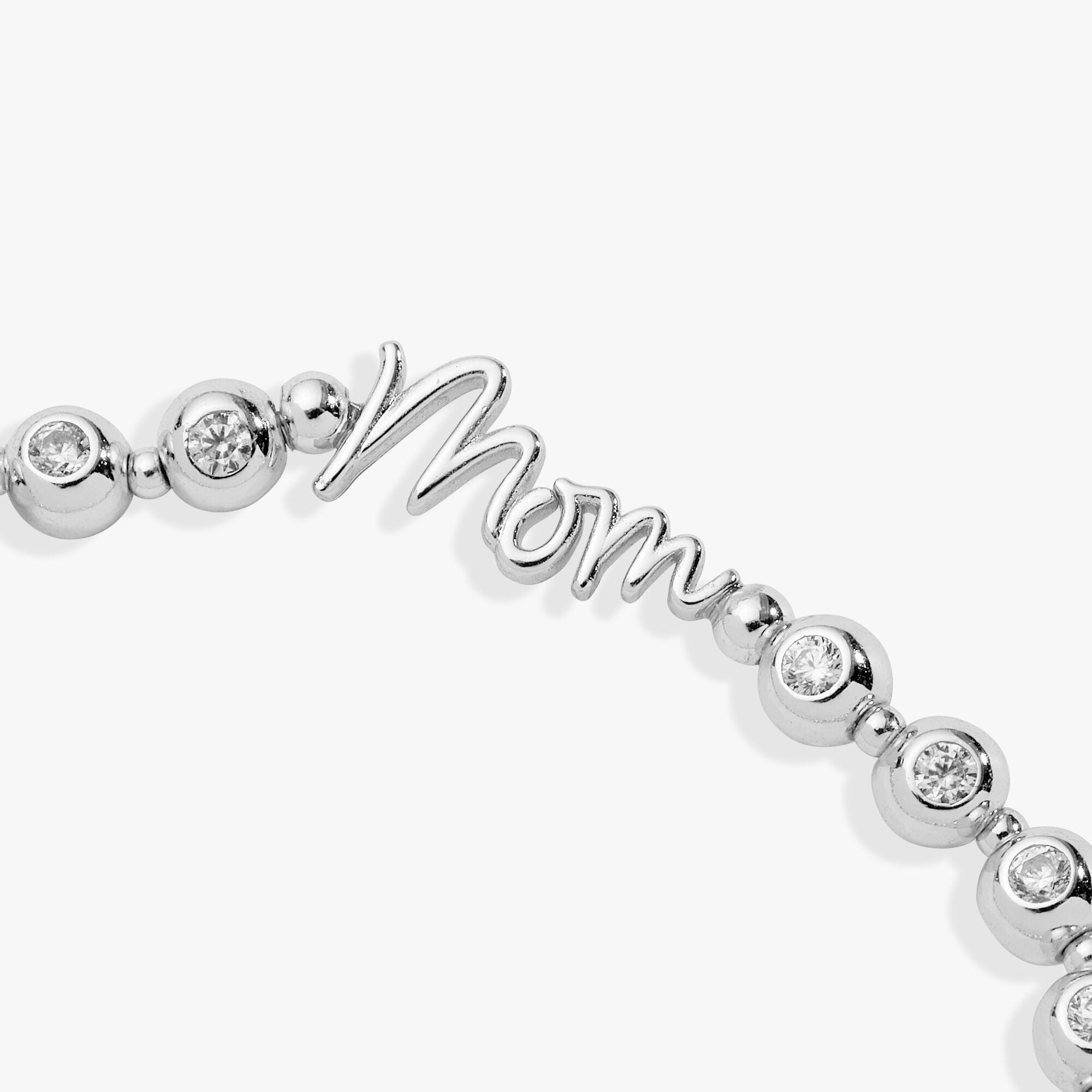 Mom Elongated Crystal Stretch Bracelet, Silver / Silver, alternate image number 1