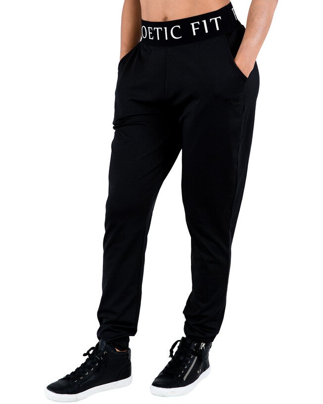 Plus Size Lex Black Jogger Pants w Pockets, Black / Black, alternate image number 2