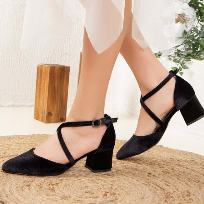 DOLLY - BLACK VELVET HEELS, BLACK / Black, alternate image number 4