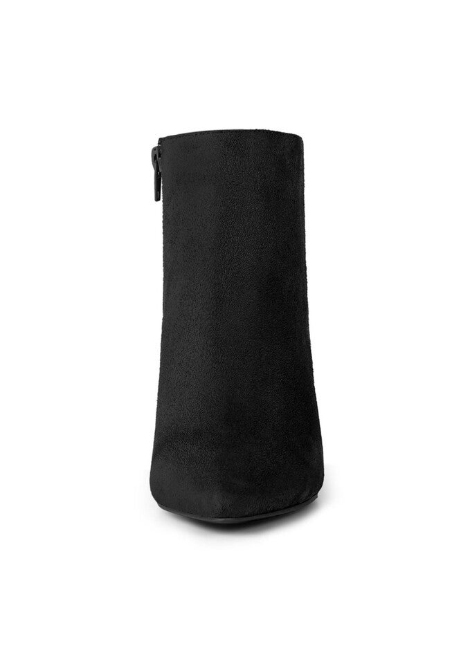 POINTED TOE KITTEN HEEL ZIP BOOTIES, Black / Black, alternate image number 1