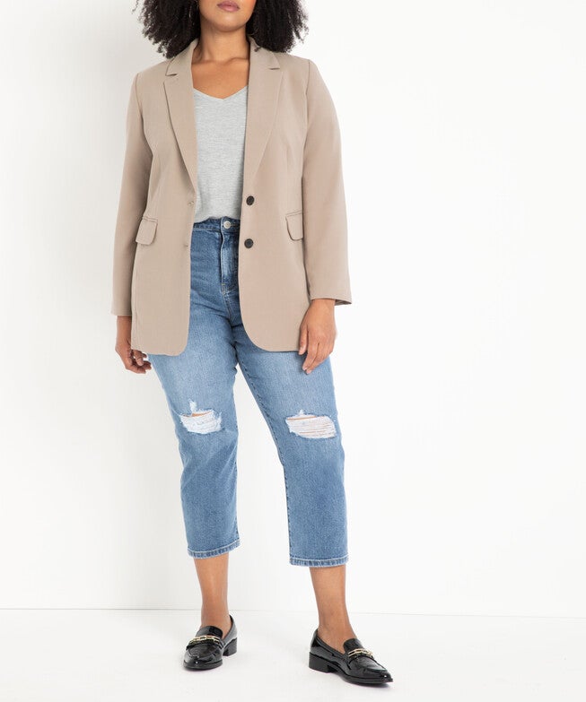 The 365 Suit Long Tailored Blazer, Desert Taupe / Gold, alternate image number null