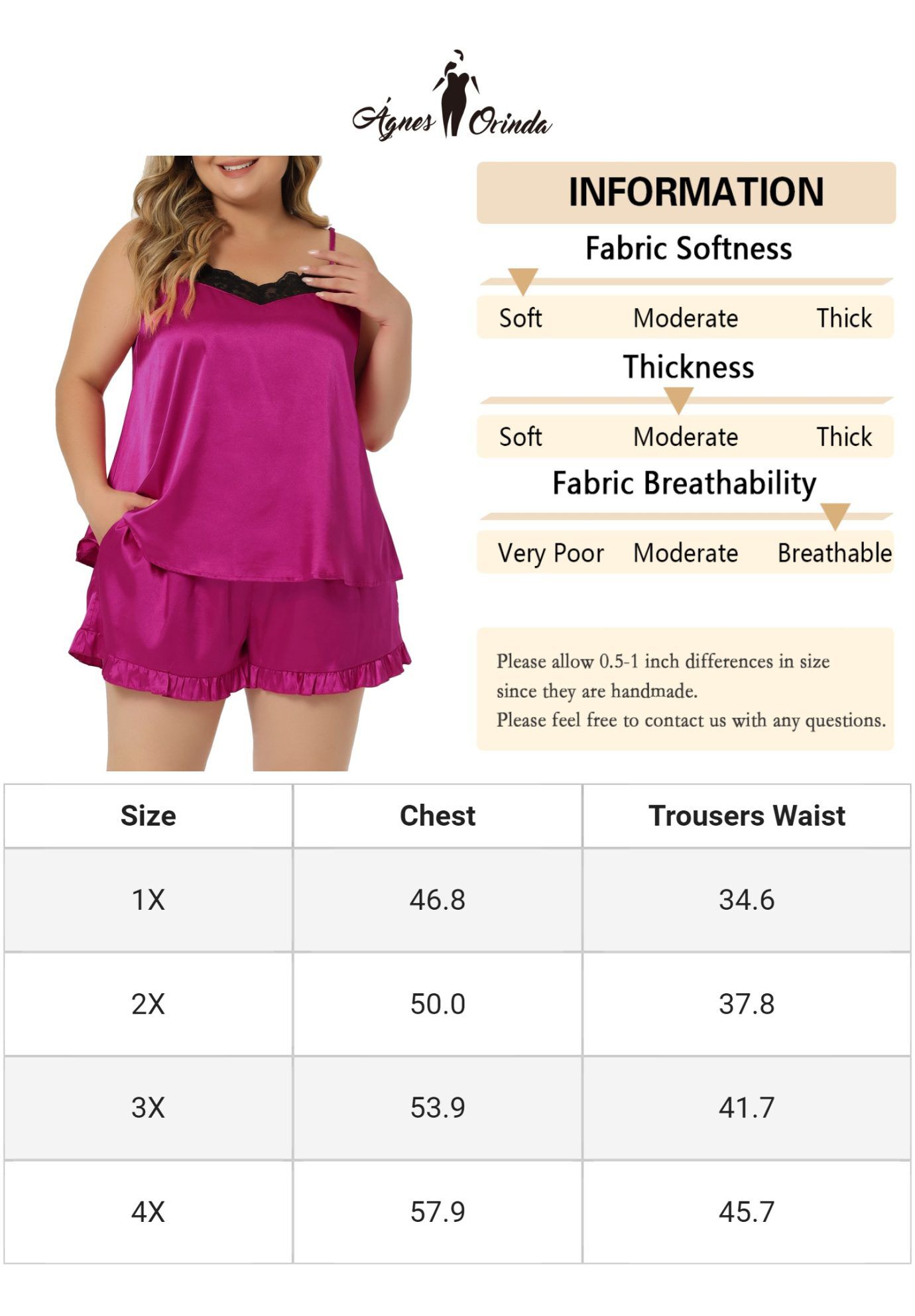 LINGERIE SLEEPWEAR 2 PIECE CAMI SHORTS PAJAMA SET, Hot Pink / Pink, alternate image number 3