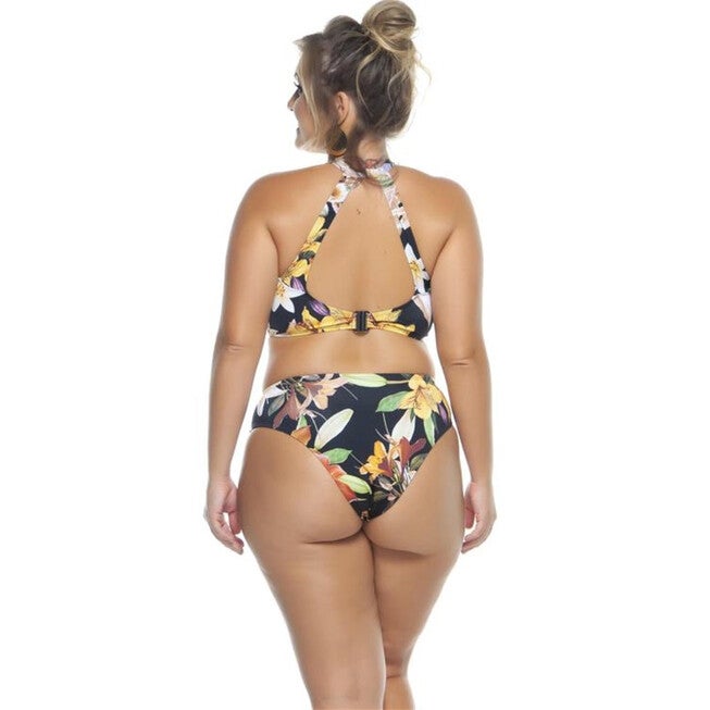 Padded Crop Bikini Top, Earthy Floral / Black, alternate image number 1
