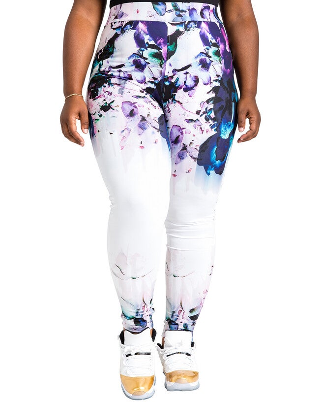 Lena Floral Print Activewear Tracksuit Leggings, Multicolored / White, hi-res image number 0