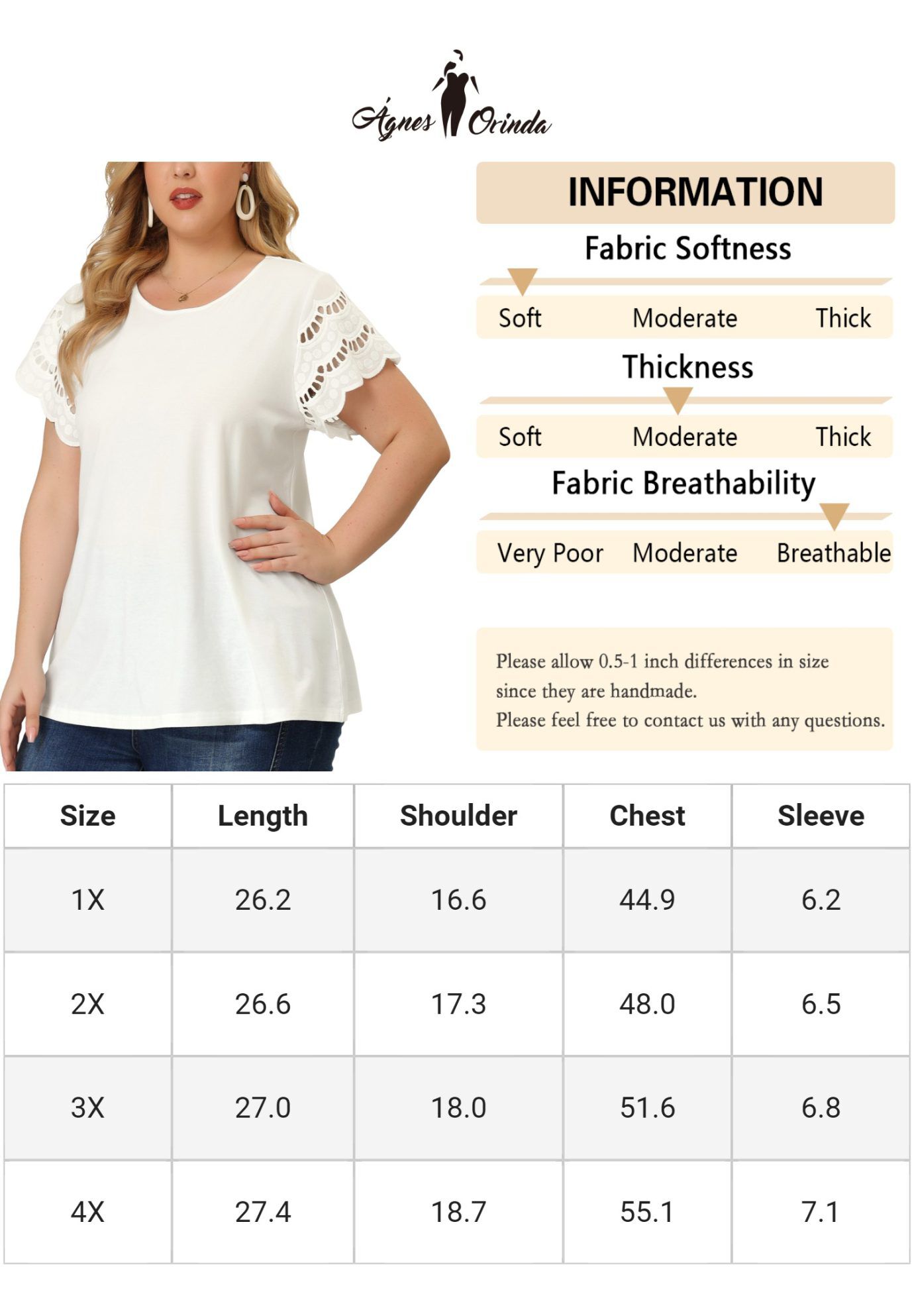 Lace Panel Hollow Short Sleeve Summer Blouse, White / White, alternate image number 1