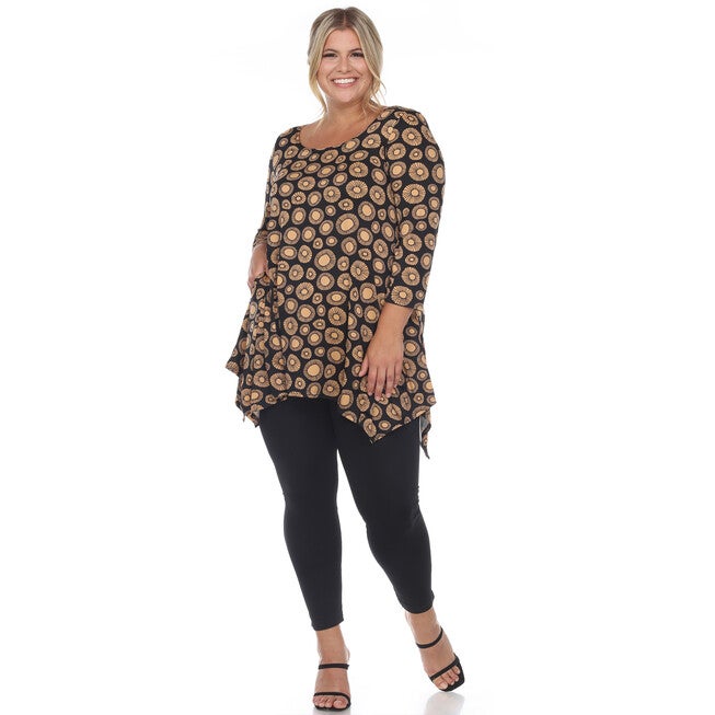 Printed Geometric Circle Tunic Top, , alternate image number null