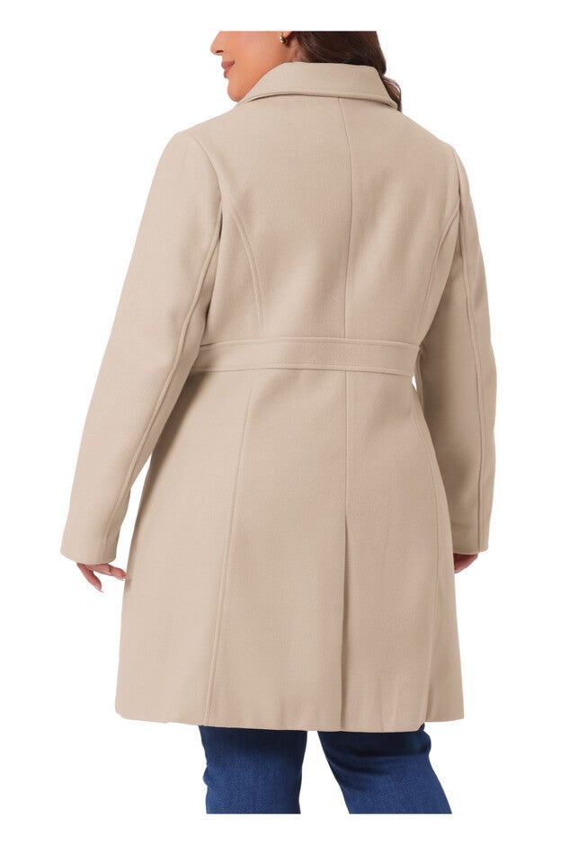 PETER PAN COLLAR SINGLE BREASTED WINTER LONG COAT, Beige / Beige, alternate image number 3