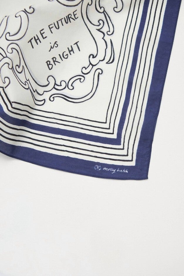 THE FUTURE IS BRIGHT BANDANA SCARF IN BLUE/WHITE, , alternate image number null