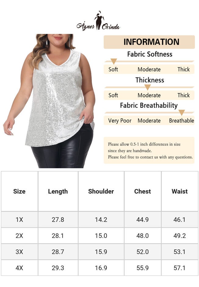 Sleeveless Glitter Sequin Vest Tank Top, Silver / Silver, alternate image number null