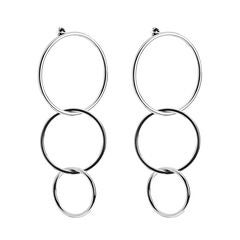 Triple Interlinking Circle Drop Earrings Silver