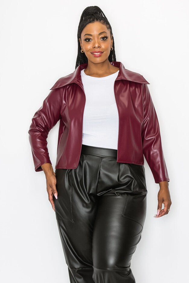 RYDER CROP VEGAN LEATHER JACKET, , alternate image number 3