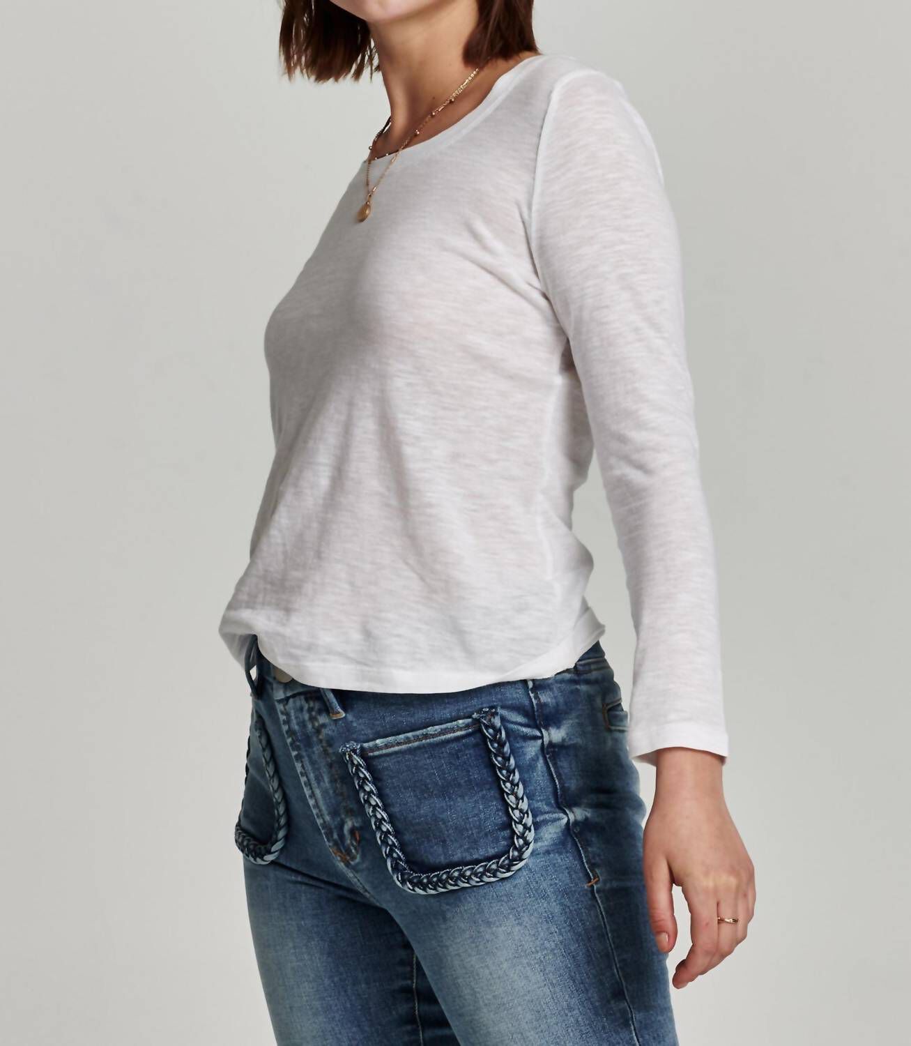 CASSIE LONG SLEEVE TOP IN WHITE, , alternate image number 3