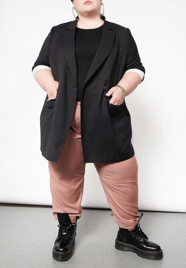 The Empower Double Breasted Blazer, BLACK / Black, hi-res image number 0
