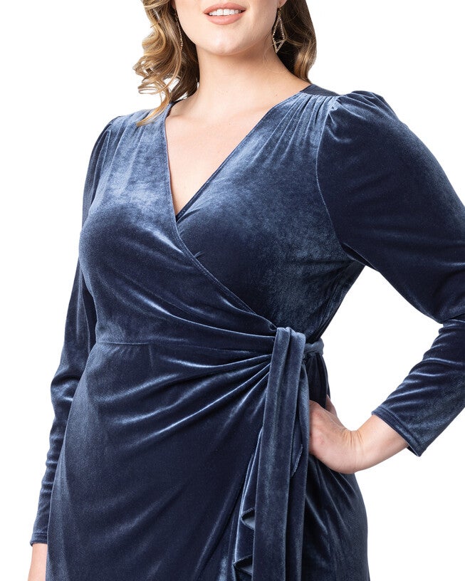 Viola Velvet Long Sleeve Wrap Dress, , alternate image number null