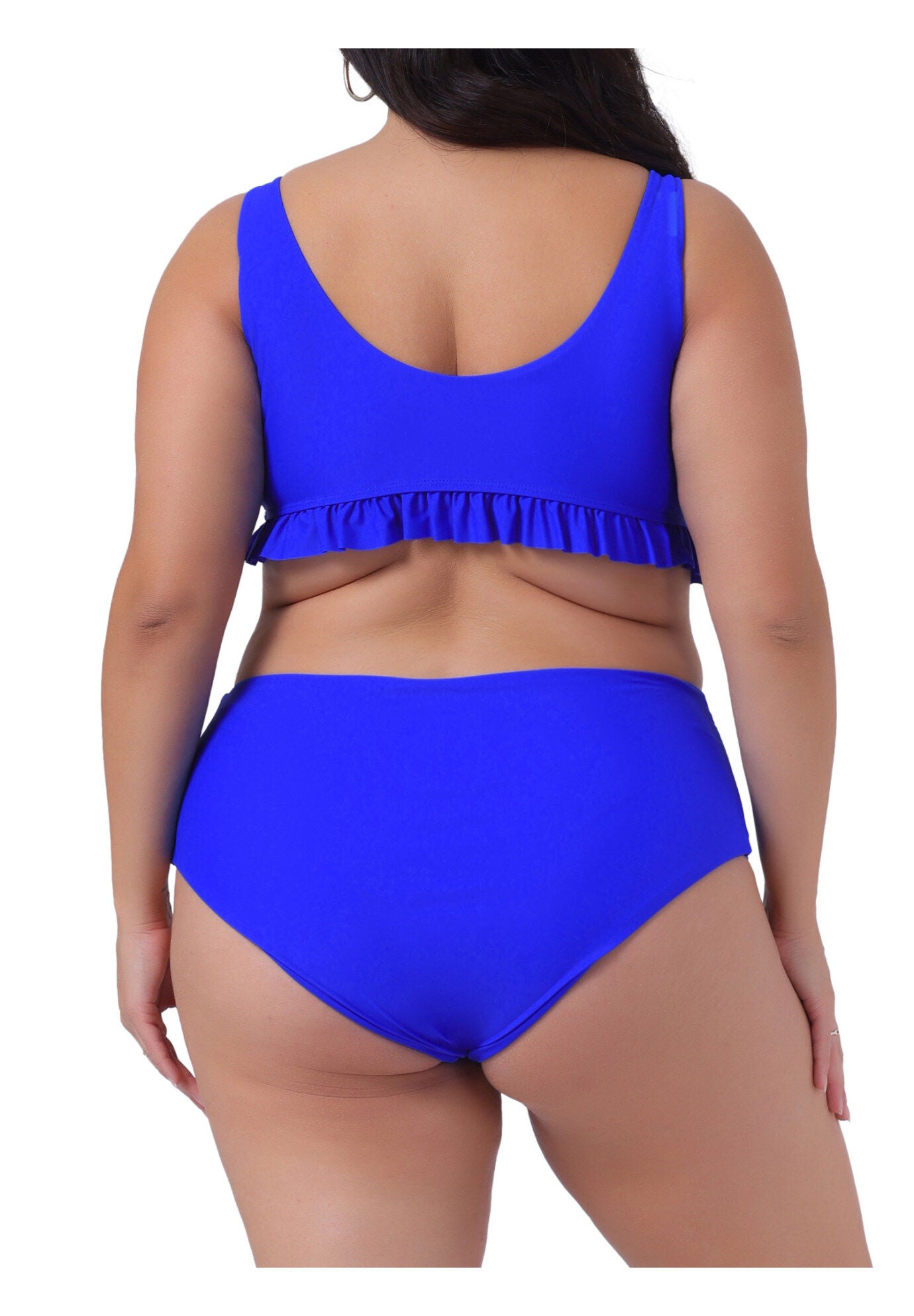 Two Piece High Waisted Swimsuit, Royal Blue / Royal Blue, alternate image number 3