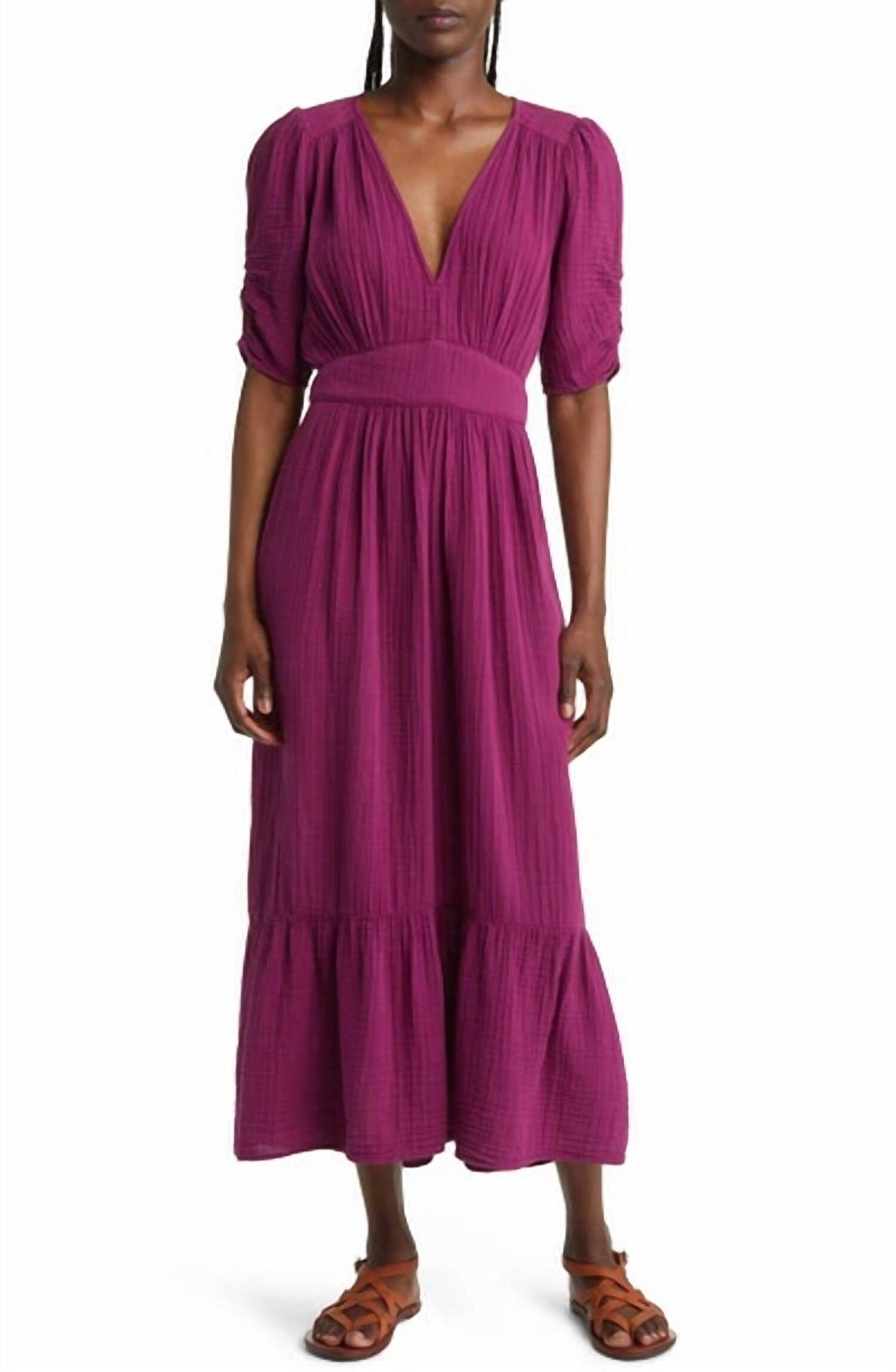 BRINLEY COTTON GAUZE DRESS IN PLUM, Plum / Purple, hi-res image number 0