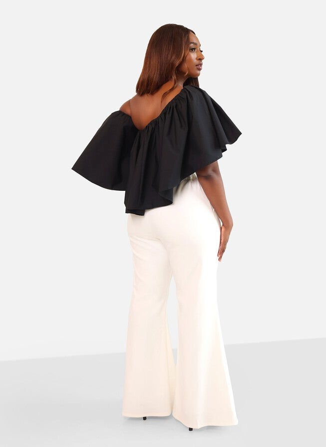 GARDEN ROSE BELL BOTTOM PANTS WITH POCKETS, White / White, alternate image number 4