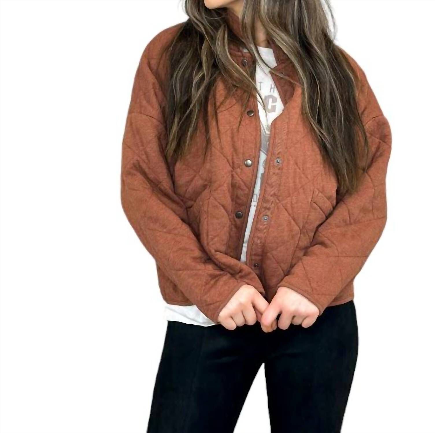 MAYA QUILTED JACKET, Whiskey / Brown, alternate image number 3