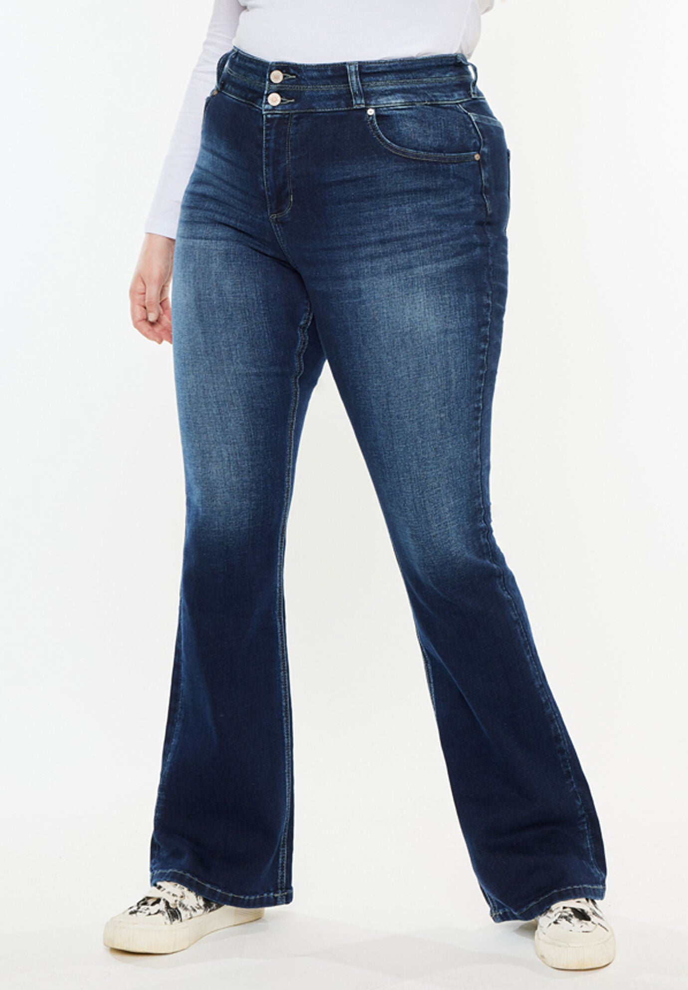 Samaria High Rise Skinny Bootcut (Plus Size), Dark Wash / Dark Wash, alternate image number 1