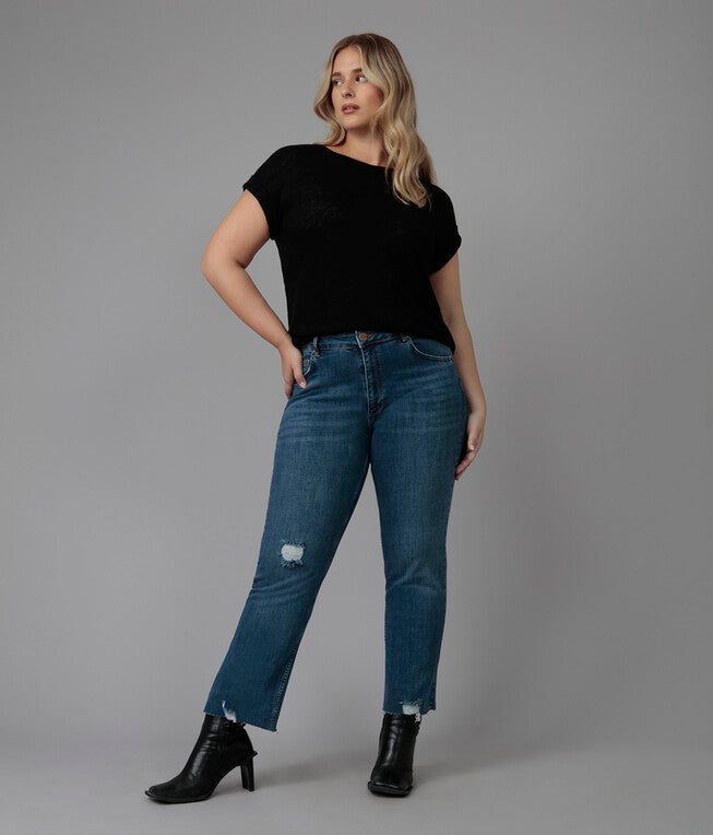 Women's Medium Wash High Rise Straight Jeans, Dim Sky / Medium Wash, hi-res image number 0