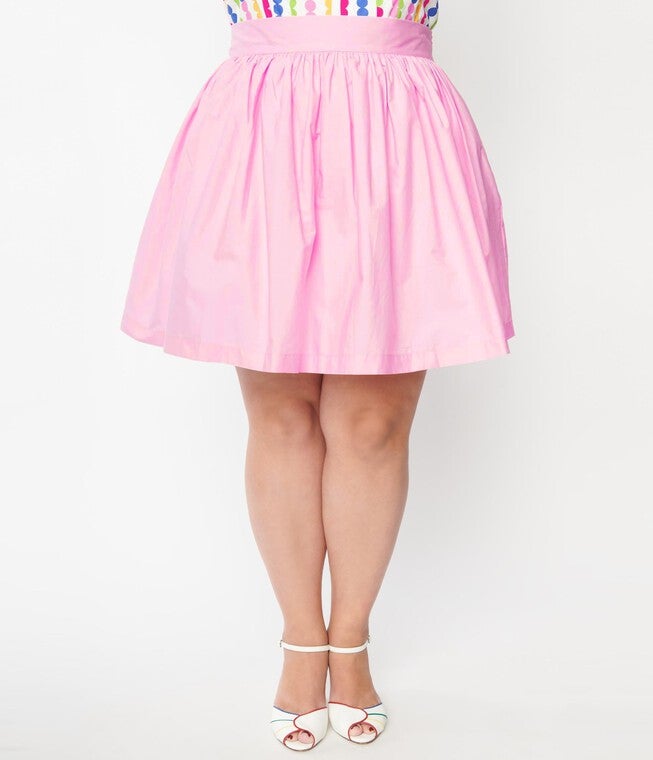 Unique Vintage Light Pink Gathered Mini Skirt, , alternate image number null