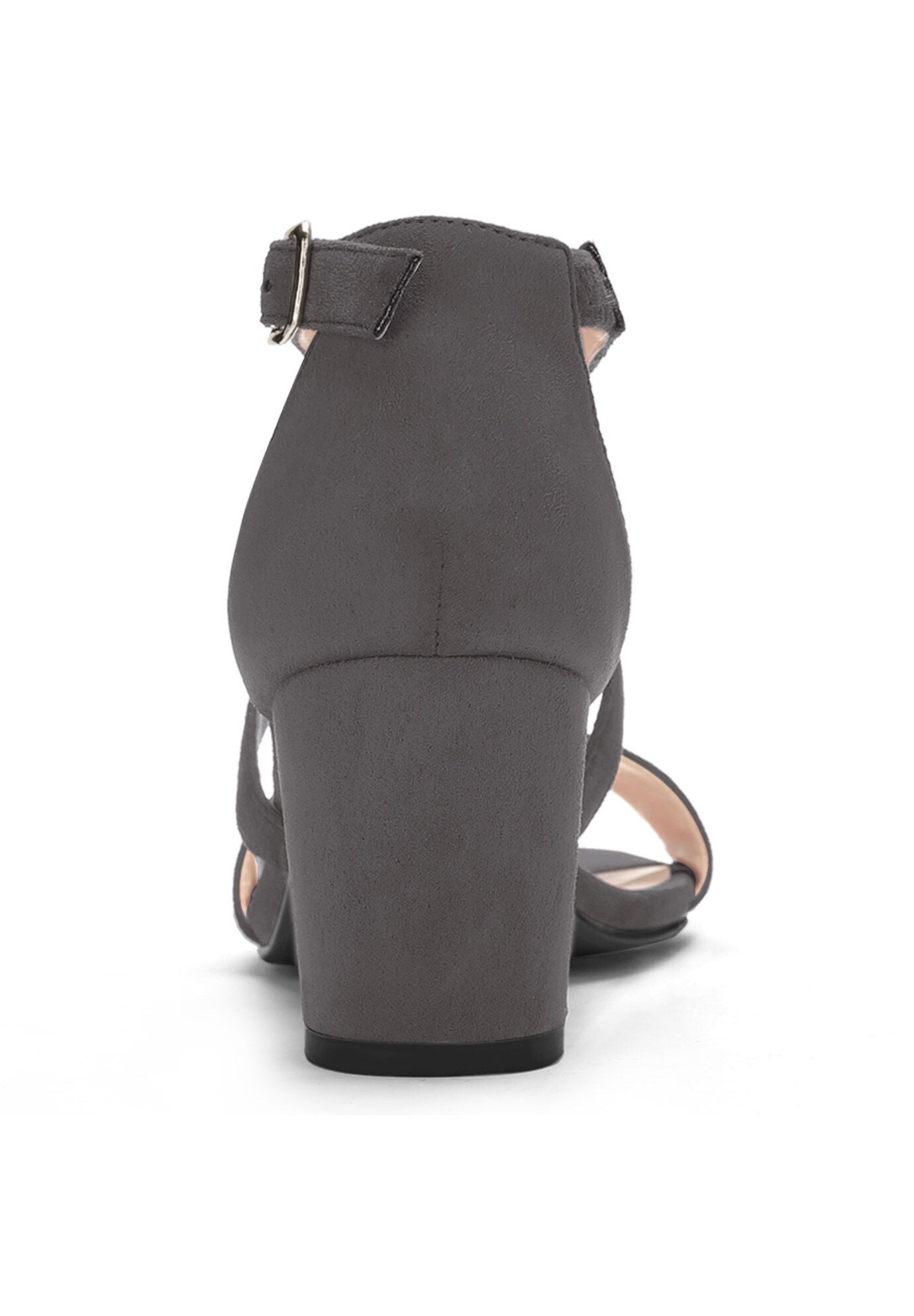 Open Toe Cross Strap Mid Block Heel Sandals, Gray / Charcoal Grey, alternate image number 2