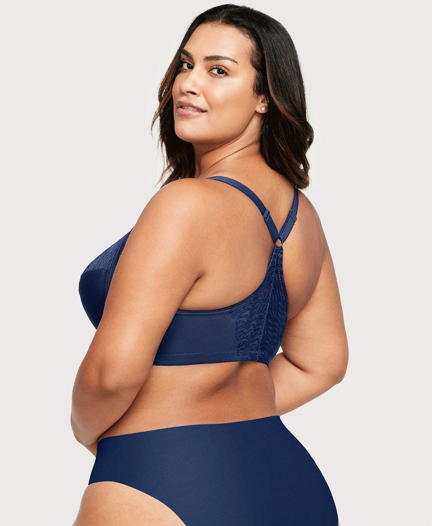 Front-Closure T-Back WonderWire Bra, Blue / Navy, alternate image number 2