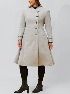 Harper Retro Flared Coat Side Buttons