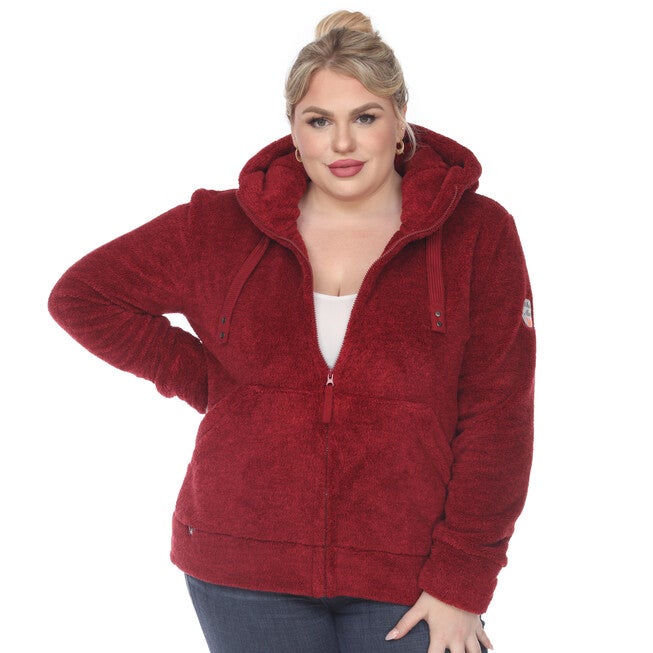 Hooded Sherpa Jacket, Red / Red, alternate image number 1