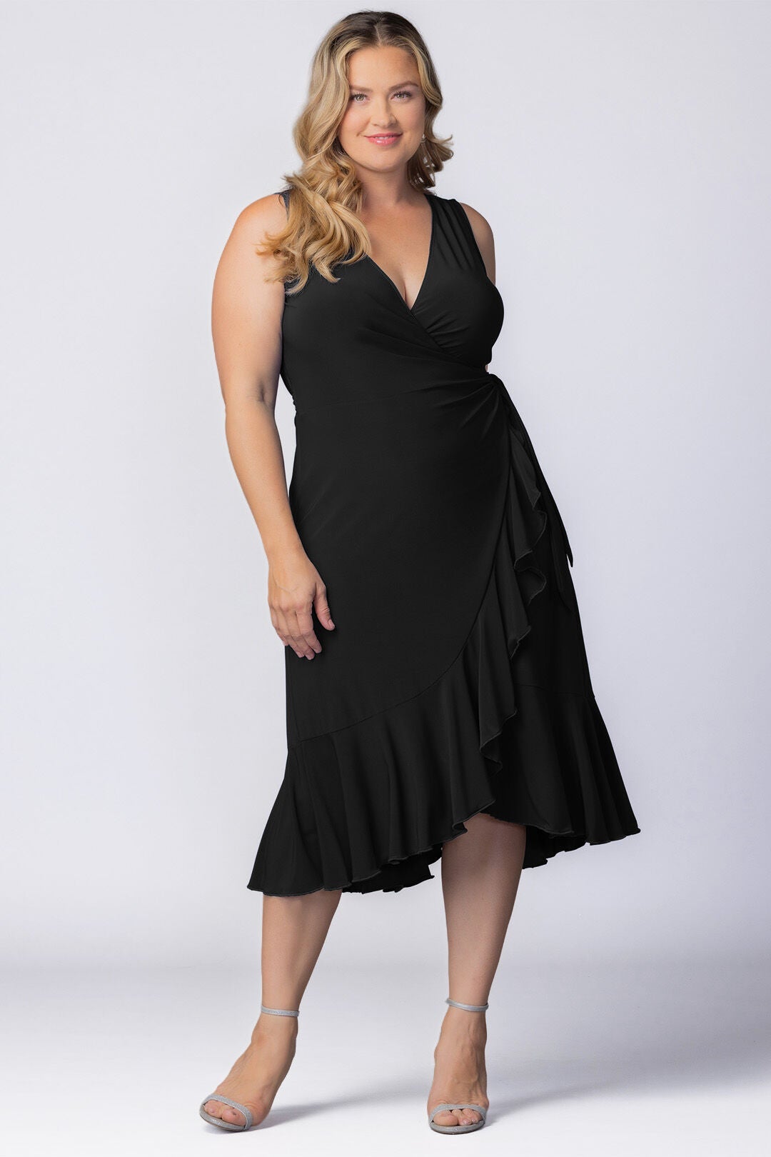 Laguna Sleeveless Wrap Dress, Black Noir / Black, hi-res image number 0