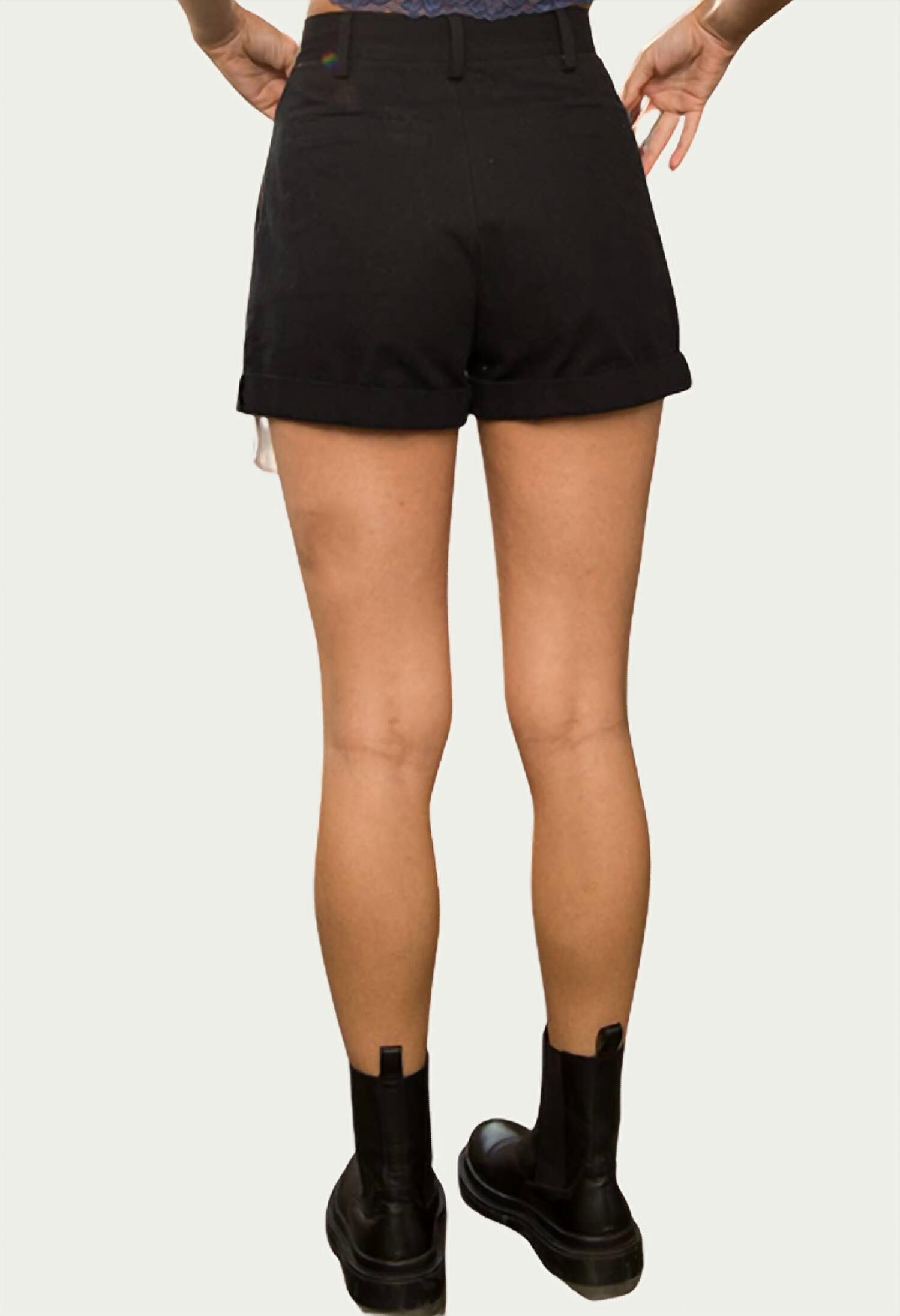 Jane Exposed-Pocket Cotton-Twill Shorts In Black, , alternate image number 2