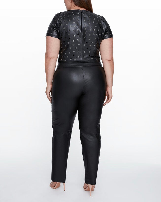 Jude Recycled Leather Tee, Black / Black, alternate image number 2