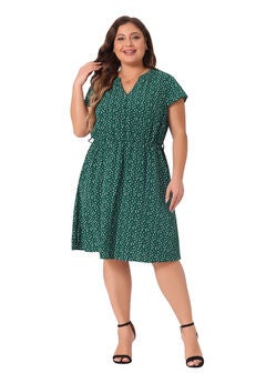 V Neck Belted Summer Floral Dress