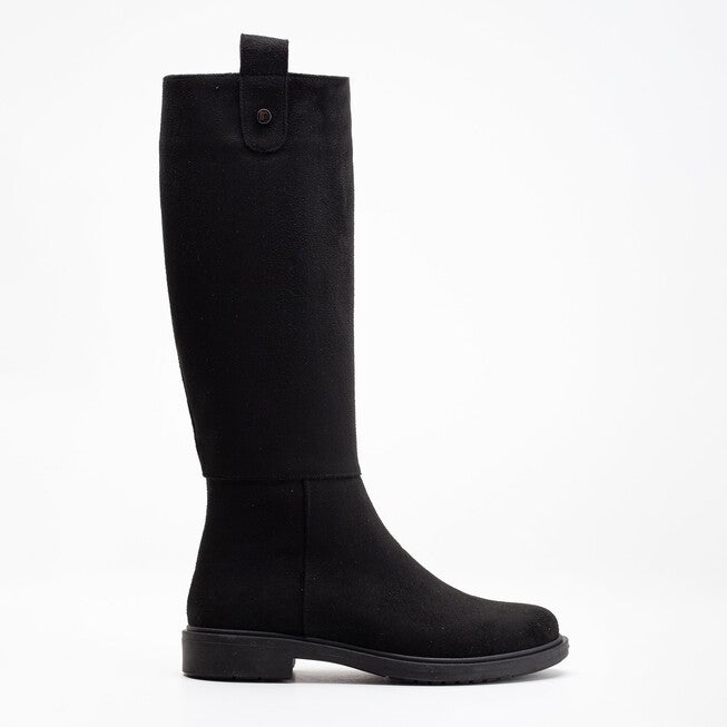 MAEVE - BLACK SUEDE KNEE HIGH RAIN BOOTS, BLACK / Black, hi-res image number null