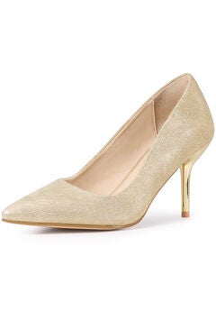 Pointed Toe Stiletto Slip on Pumps Wedding Dress Shoes