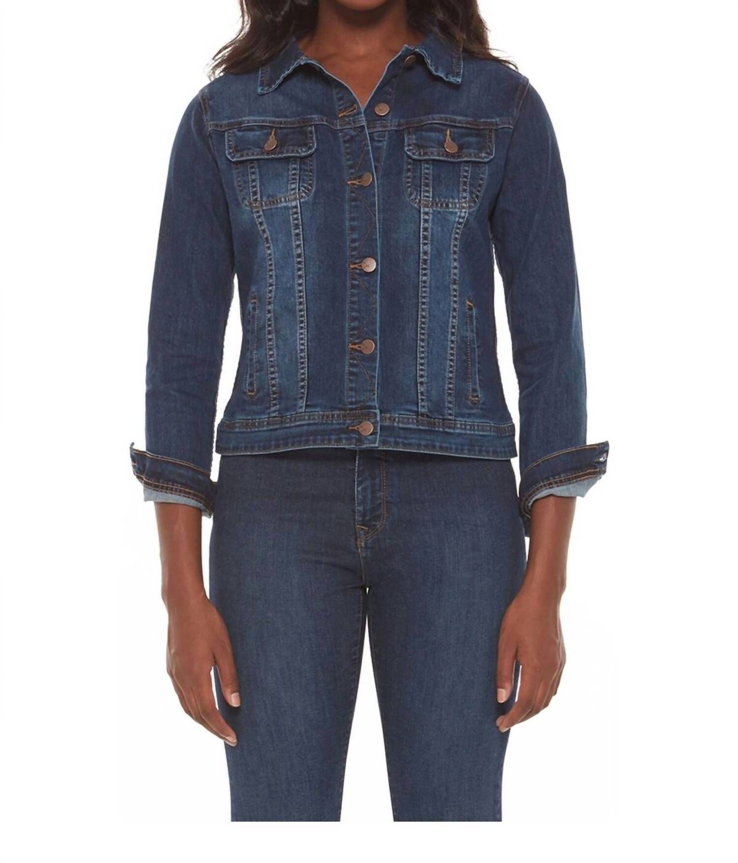 Gabriella Classic Denim Jacket In Cool Starry Night, Cool Starry Night / Dusty Blue, hi-res image number 0