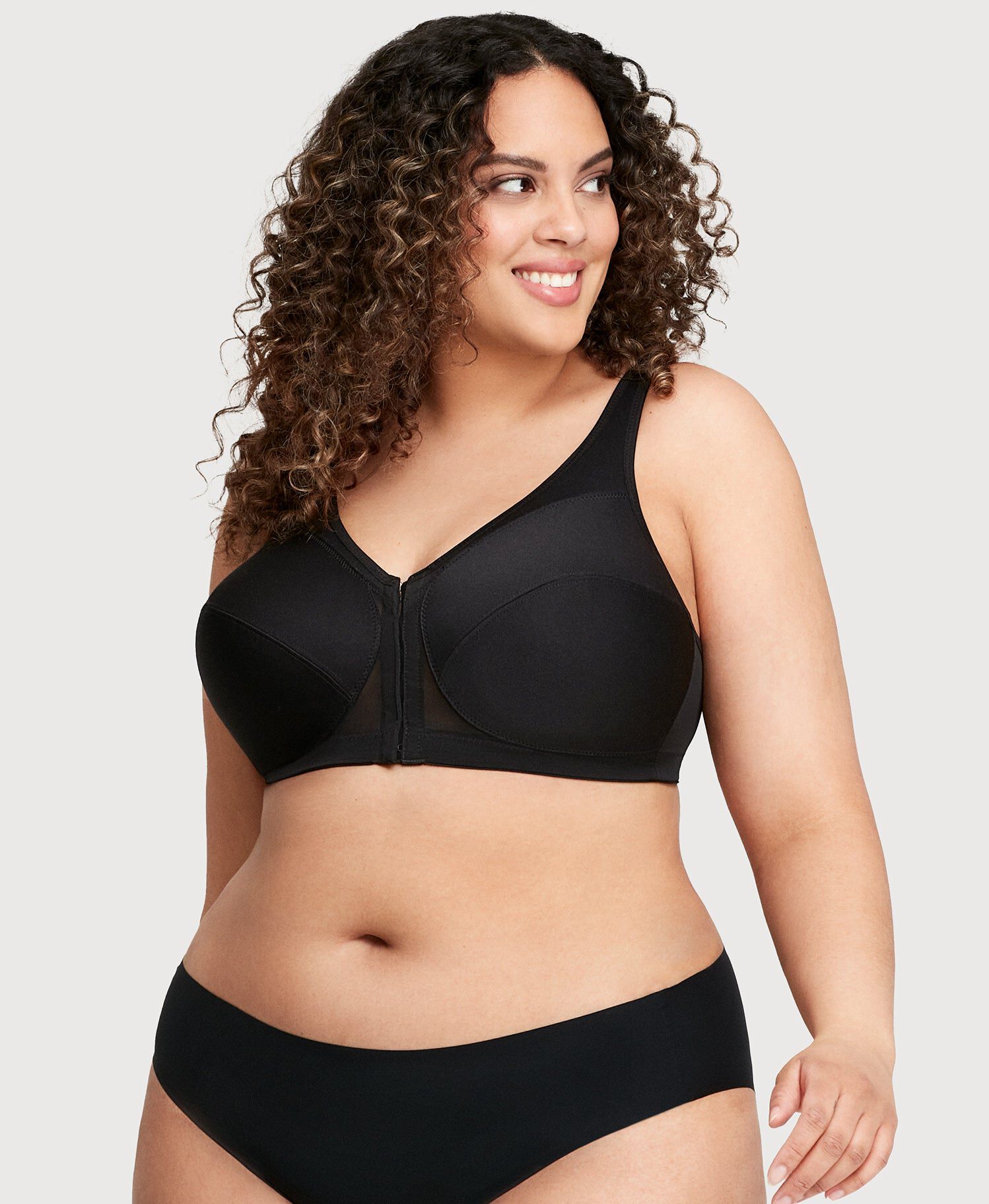 MagicLift Front-Closure Posture Back Bra Band | 44, Black / Black, hi-res image number 0