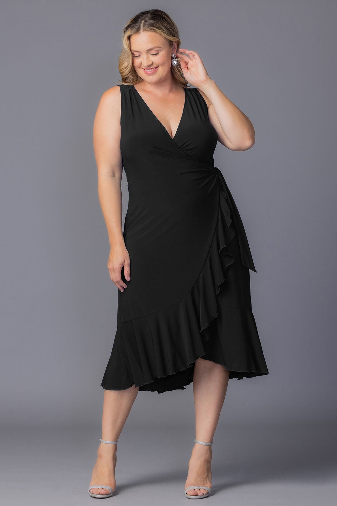 Laguna Sleeveless Wrap Dress, Black Noir / Black, alternate image number 5