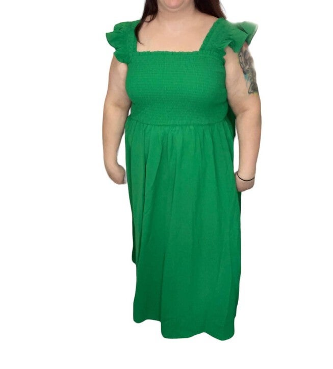 KELLY MIDI DRESS IN GREEN, , alternate image number null