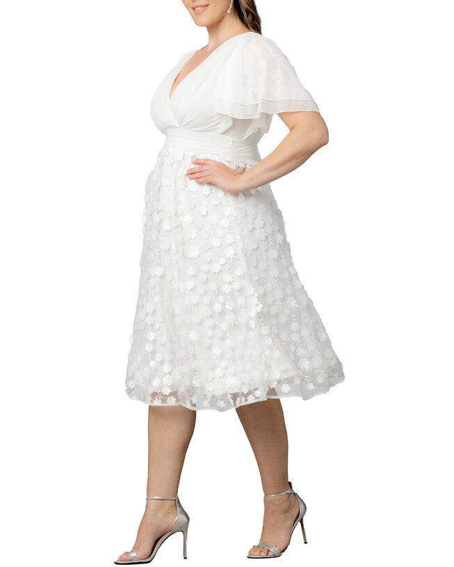 Pretty Petals Mesh Cocktail Dress, IVORY BLOSSOMS / Ivory, alternate image number 3