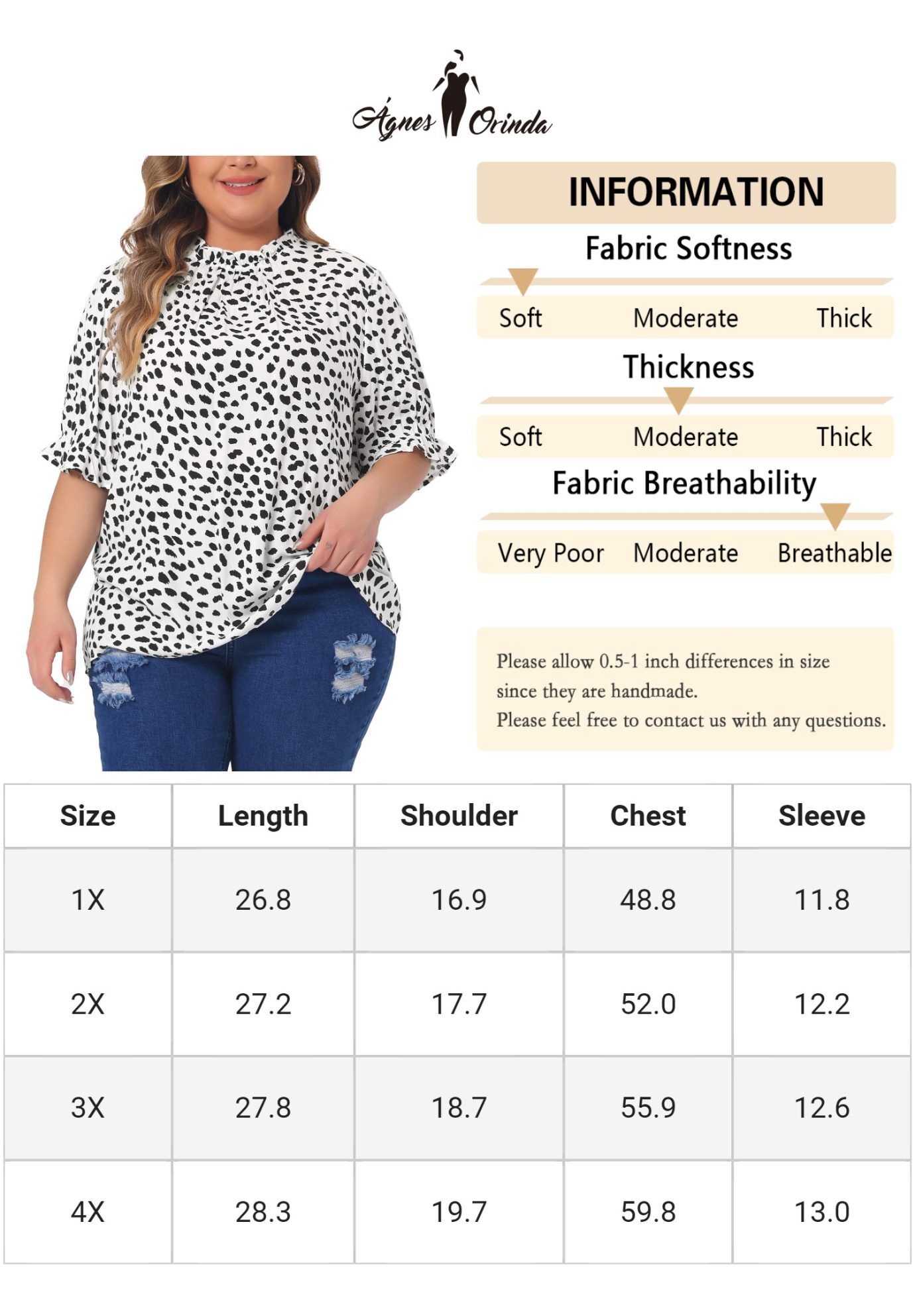 Polka Dots Printed Short Sleeve Ruffle Mock Neck Blouse, White / White, alternate image number 4