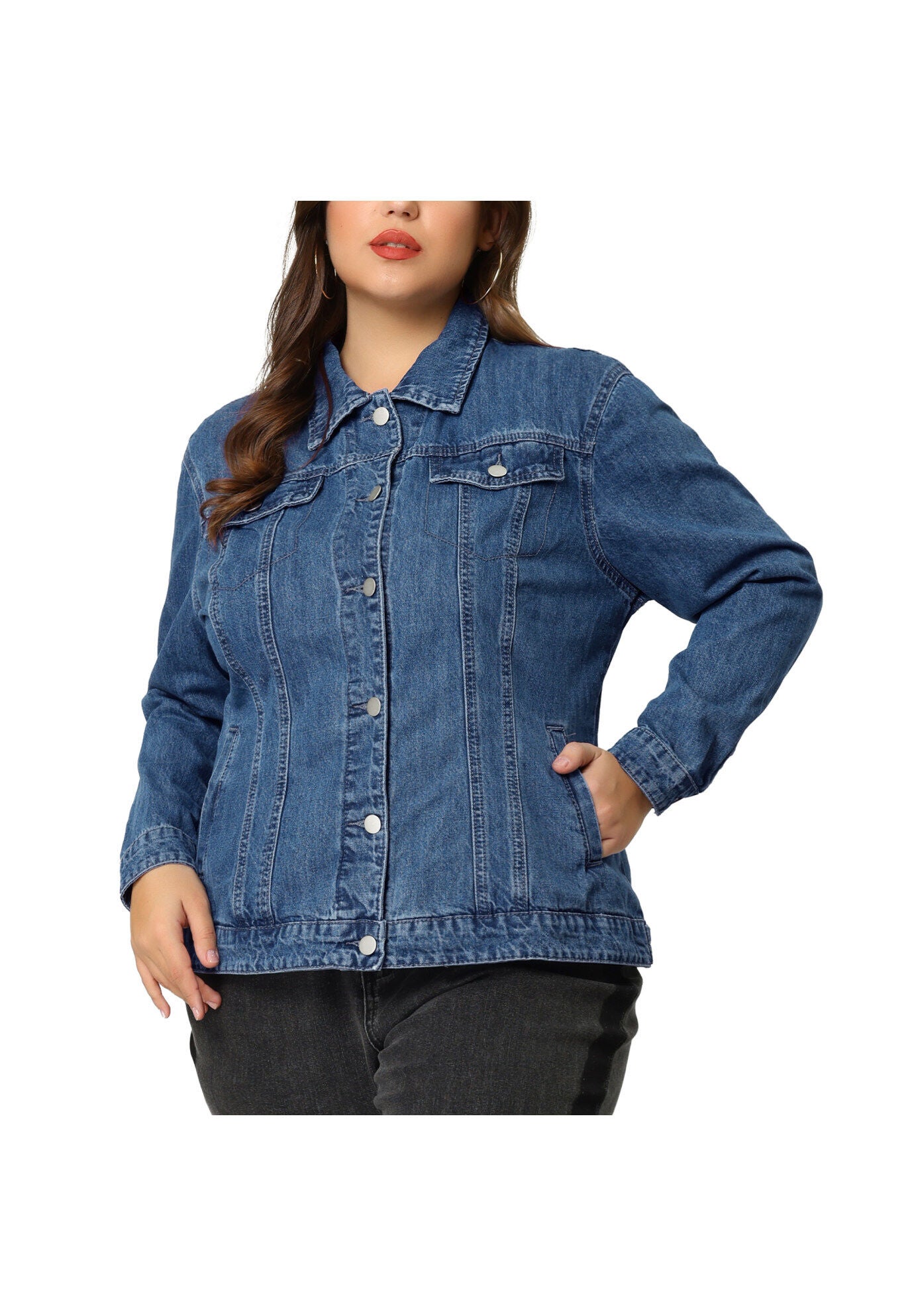 STITCHING BUTTON FRONT WASHED DENIM JACKET, Denim Blue / Azure Blue, alternate image number 4