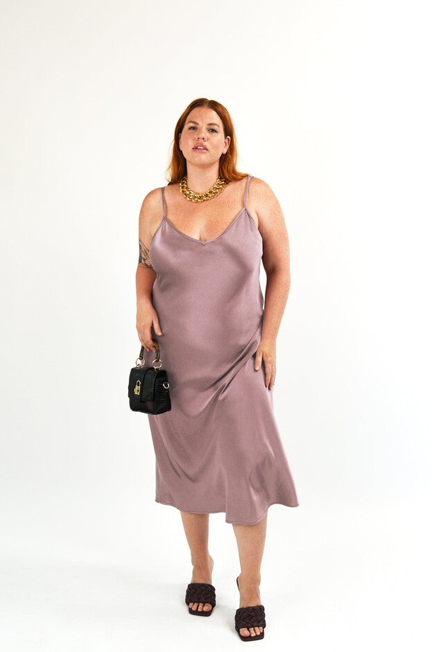 The Cabaret Bias Slip Dress - Black, Rose Pink / Mauve, hi-res image number 0